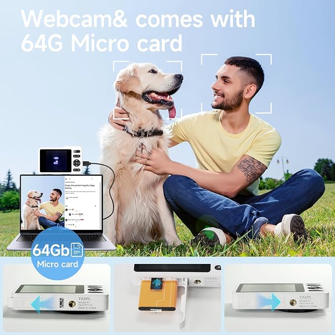 Digital Camera, 64MP Dual Lens Autofocus Point and Shoot Digital Camera, 16x Zoom Vlogging Camera with 2 Batteries, Portable Rechargeable Small Camera for Kids Teens (White)