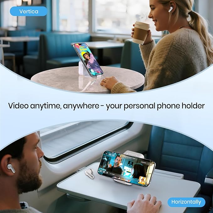 Bluetooth Headphones 5.3 Wireless Earbuds 2-in-1 Case and Phone Stand Noise Cancelling Earbuds Powerful Bass in-Ear Bluetooth 70H Playtime 35dB Hybrid ANC Waterproof for Sports/Workout White