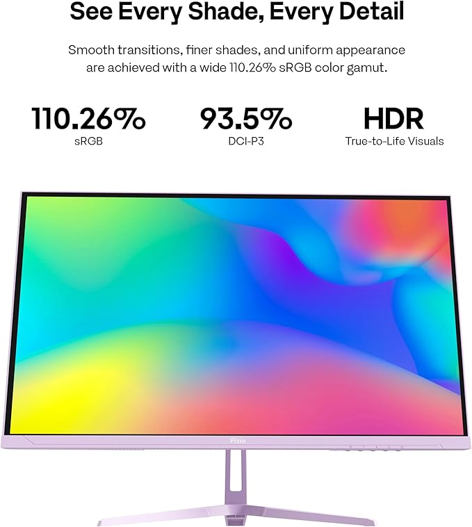 Pixio PX279 Wave Purple 27 inch 240Hz Refresh Rate FHD 1080p Resolution Fast IPS Panel 1ms GTG Resonse Time Gaming Monitor with Adaptive Sync