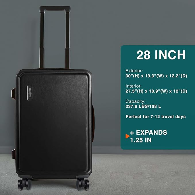 28 Inch Luggage with Spinner Wheels, Hard Shell Suitcase with TSA Locks for Luggage, Travel Large Suitcase, Expandable Hard Shell Suitcases, Black