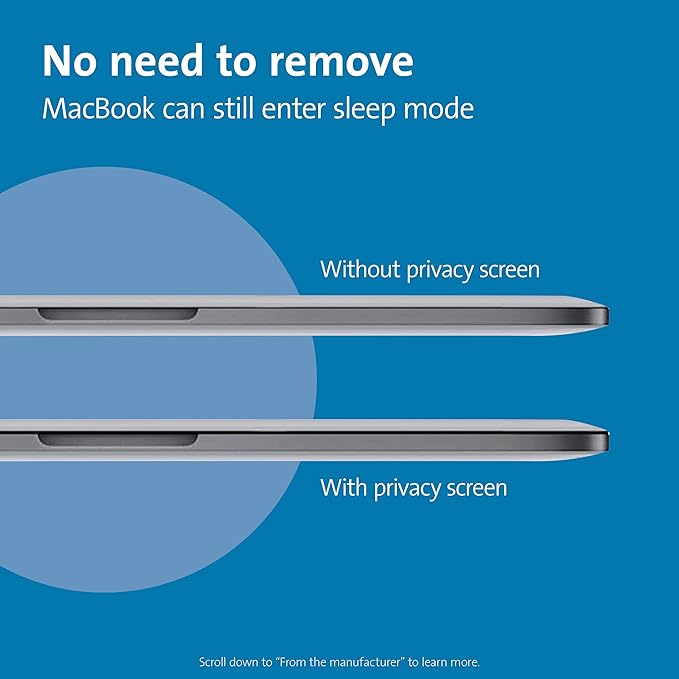 Kensington MP13 Magnetic Macbook Pro Privacy Screen for 13 inch (2016-2022, M1, M2)/ Macbook Air 13 inch (2018-2021, M1), Removable Laptop Privacy Filter, Macbook Mac Screen Protector, K64490WW