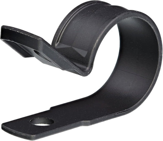 Secure 3/4 Inch Premium R Type UV Black Nylon Screw Mount Cable Clamp for Wire Management - 100 Pack