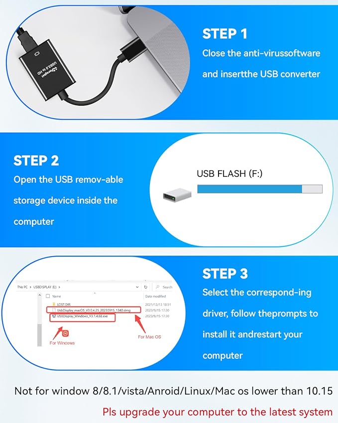 USB 3.0 to hdmi Adapter for Laptop,USB hub hdmi Converter, HD Port Expander (USB 3.0-Black)