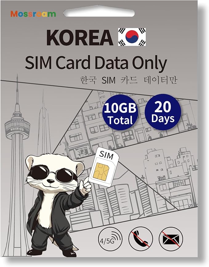 Korean SIM Card-High Speed 4/5G LTE for Fast Browsing,20 Days Plan,10GB Prepaid Data Total, 3 in 1 SIM Card for Korea Business Travelers