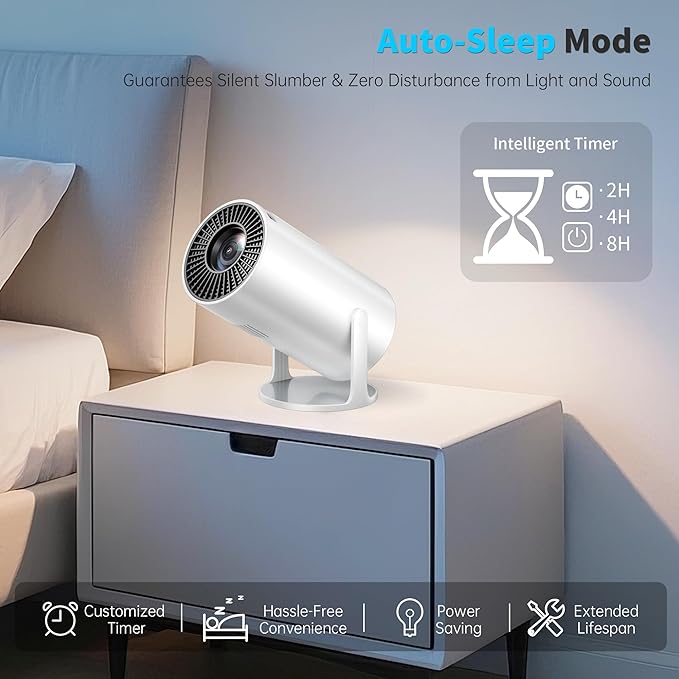 Mini Projector Portable Proyector 4K Support, Full HD 1080P Small Projector with 270° Rotatable Stand, Movie Projector Compatible with TV Stick/Smartphone/HDMI/USB for Bedroom/ Outdoor Camping