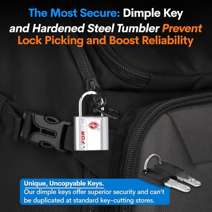 TSA Approved Luggage Locks, Ultra-Secure Dimple Key Travel Locks with Zinc Alloy Body