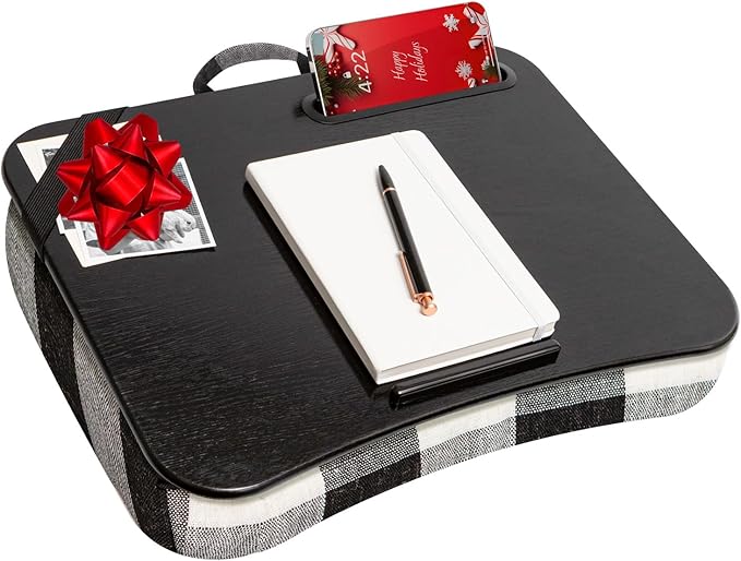 LAPGEAR Designer Lap Desk with Phone Holder and Device Ledge - Buffalo Check - Fits up to 15.6 Inch Laptops - Style No. 45428