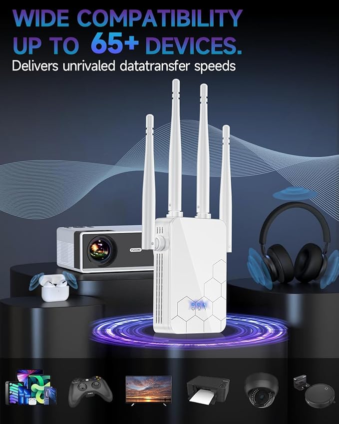 2025 WiFi Extender Internet Booster, 10000 Sq.ft Long Range Repeater Wireless Routers Amplifier, Mesh Wi-Fi 80% Faster | Broader Than Ever, Support More Network Devices at Home, 1-Tap Setup