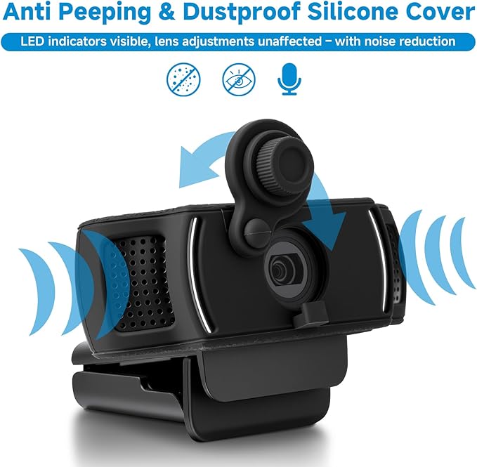 Webcam Cover for Logitech C920x HD Pro Stream Webcam - Premium Silicone Privacy Shutter Case for Logitech C920 C922 C930 Series Web Camera Lens, (1 Pack, Black)