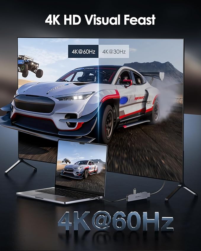 LENTION USB C Hub, 6-in-1 Multiport Adapter with 10Gbps Data Transfer 2xUSB-C & 2xUSB-A, 4K@60Hz HDMI, 100W PD Charging, for MacBook Pro/Air, iPad, iPhone & More, Stable Driver 3.0, Gray (CE37)