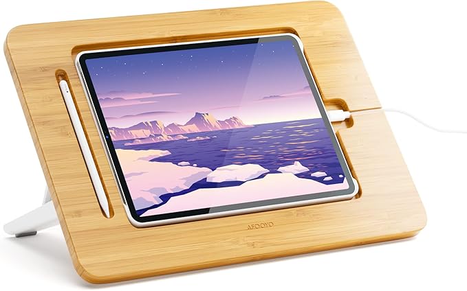 Wooden Tablet Drawing Stand - Adjustable 5 Angles for Laptop,Book Reading Stand, Compatible with 12.9/13inch iPad Pro with iPad Case Version(3rd - 7th Gen)