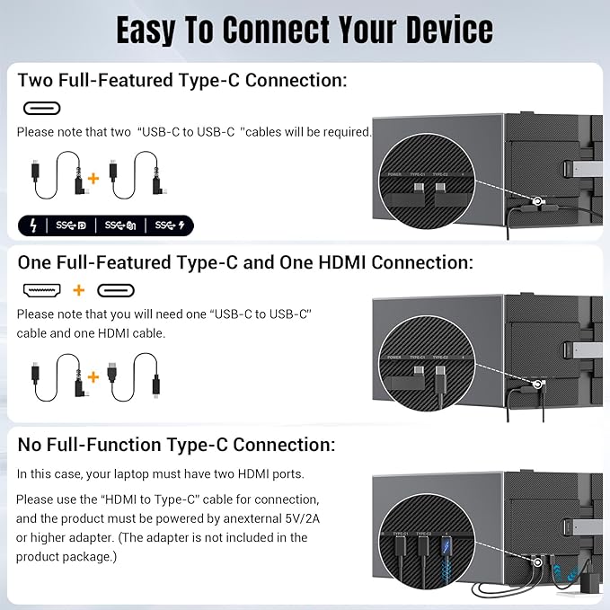2025 Laptop Screen Extender 0.17" Ultra-Thin, 14" 1080P FHD IPS Portable Monitor, Triple Screen Laptop Monitor Extender for 13"-17" Laptops, Plug & Play for Mac/Android/Chrome