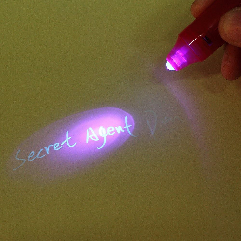 Invisible Ink Pen Stocking Stuffers: MALEDEN 6 Pcs Upgraded Spy Pen with UV Light Magic Marker for Secret Message, Kids Halloween Goodies Bags, Christmas Stockings, Party Favors Toy, Individual Packed