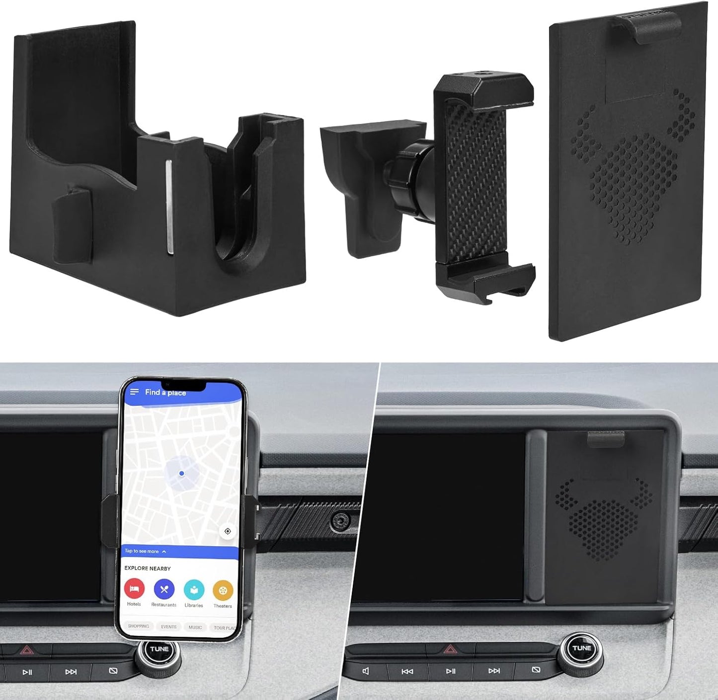 JOYTUTUS Cubby Phone Mount Cubby Storage Compatible with Ford Maverick 2024 2023 2022 Truck Dash Cubby Insert Phone Holder & Storage Box Kit