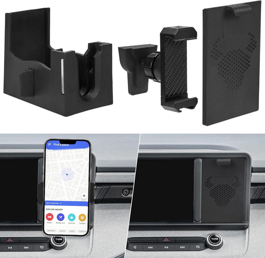 JOYTUTUS Cubby Phone Mount Cubby Storage Compatible with Ford Maverick 2024 2023 2022 Truck Dash Cubby Insert Phone Holder & Storage Box Kit