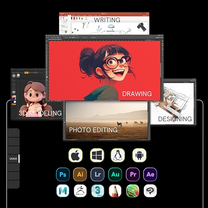 VEIKK VK1200 V3 Drawing Tablet with Screen, 11.6 Inch Full-Laminated Graphics Drawing Monitor Pen Display,8192 Pressure Sensitivity, with 1 Stand,2 Pens and 1 Glove