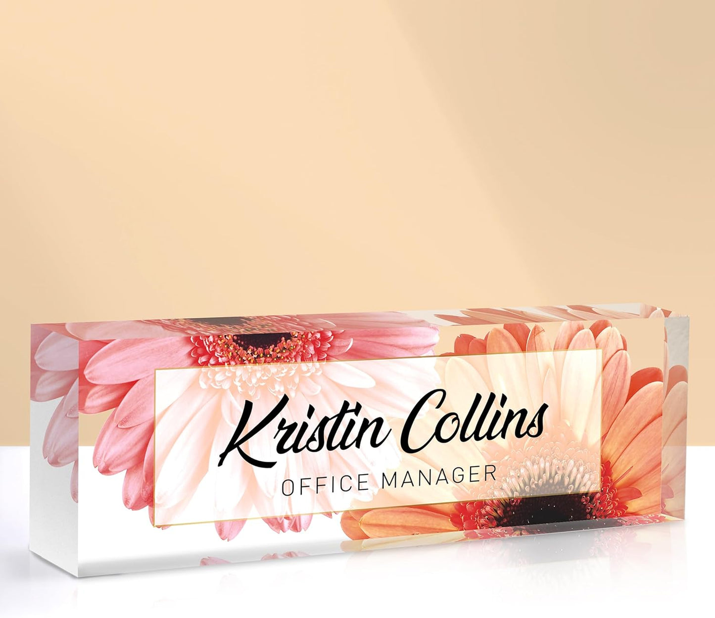 Custom Name Plate for Desk, Acrylic Office Decor For Women Men, Personalized Office Desk Accessories, Teacher Employee Appreciation Gifts For Social Worker Boss Coworkers (Sunflower)