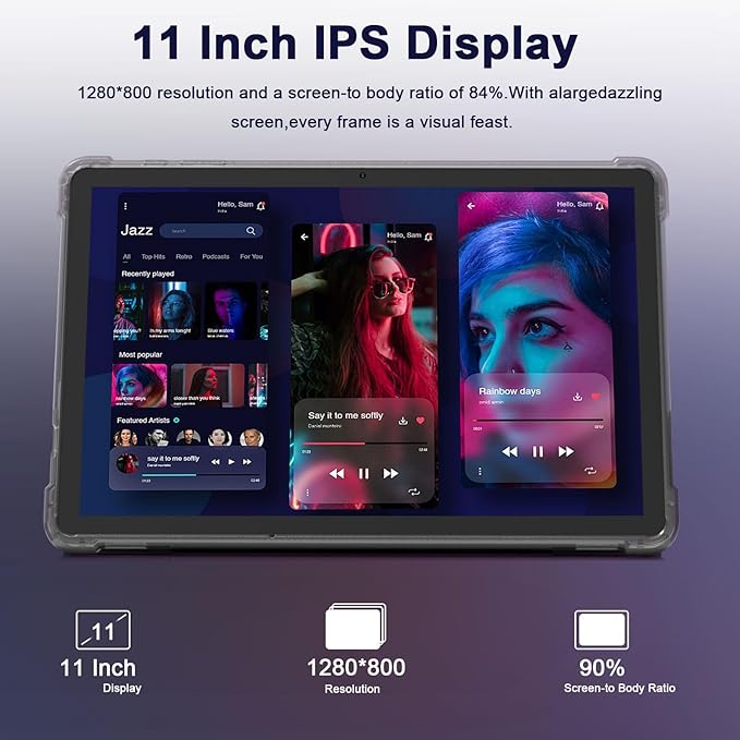 11 inch Tablet, 18GB + 128GB, Android 145 Tablet, 1TB Expandable, 13MP Camera, Octa-Core Processor 5G WiFi 8000MAH Battery 11'' IPS HD Touchscreen Google Tableta.