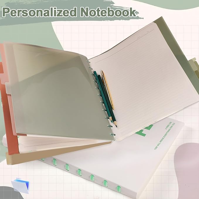 8 Pcs Discbound Pocket Dividers 8.5 x 11 with Tabs and Pockets 8 Tab Discbound Pocket Folders Letter Size DiscBound Binder Dividers Plastic Disc Planner Supplies for Business School Office(Boho)