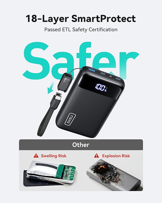 INIU Portable Charger, Smallest 22.5W 20000mAh USB C in & Out Power Bank Fast Charging, PD 3.0+QC 4.0 LED Display Phone Battery Pack Compatible with iPhone 17 16 15 14 Pro Samsung S24 Google iPad etc