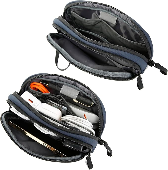 BANGE Cable Organizer Pouch， Travel Water Resistant Tech Accessories Bag Carry Storage，Electronic Organizer Accessory Case for Charger, Cables, Power Bank