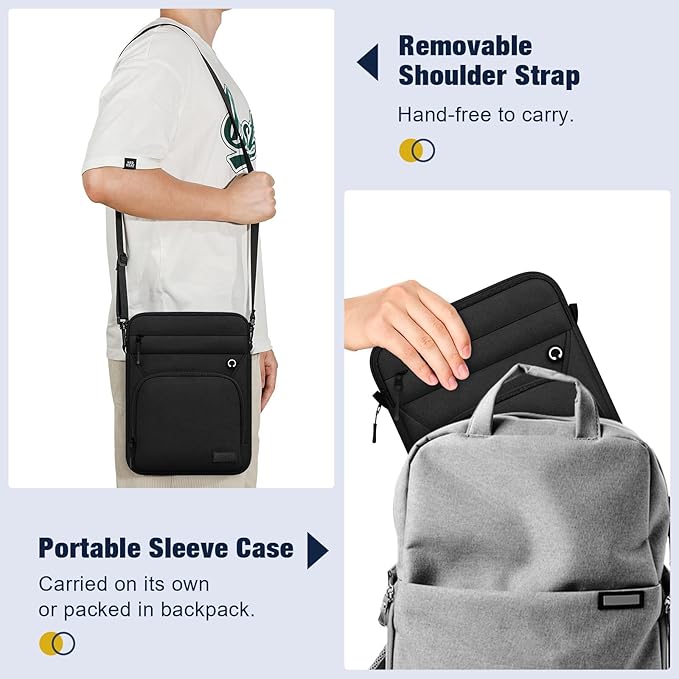 MoKo 13-14 Inch Laptop Sleeve Bag, Fits MacBook Air 13/13.3/13.6 Inch M2/M3, MacBook Pro 13/14 Inch M1/M2/M3, Surface Pro 9/8 13", Multifunctional Bag with Shoulder and Headphone Port, Black