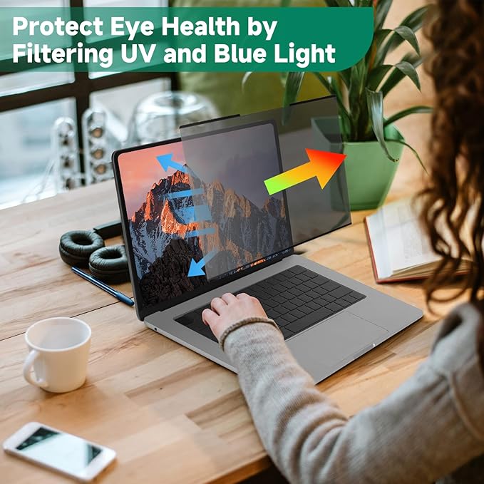 Nano-Suction Laptop Privacy Screen 14 Inch 16:10, Removable Screen Privacy Shield for Laptop, Anti Glare, Anti Bule Light, Screen Protector for Lenovo HP Dell Acer Asus Thinkpad