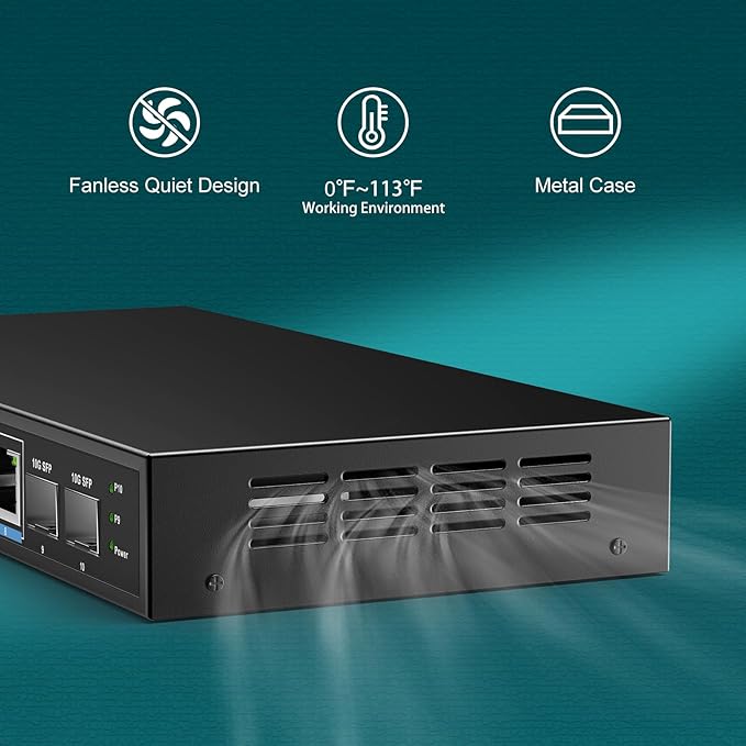 10 Port 2.5G Switch Unmanaged, VIMIN 8X 2.5G Switch Base-T Ports+2X 10G SFP Port, 80Gbps Switching Capacity, IEEE802.3, Metal Housing, Fanless, Work for 2.5Gbps NAS, Wireless AP & PC