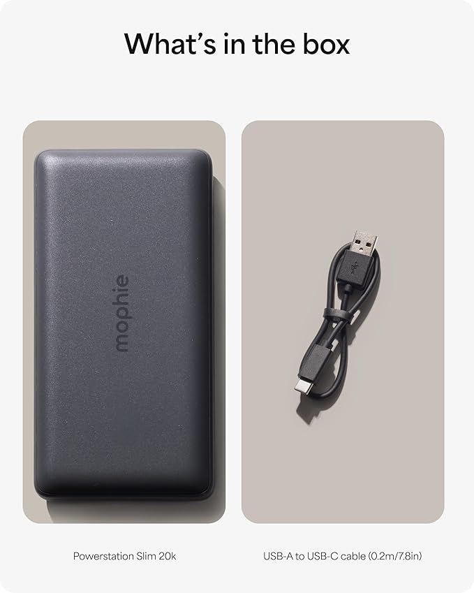 Mophie Powerstation Slim 20,000mAh Power Bank | Thin Extended Power | 15W, Multi-Device