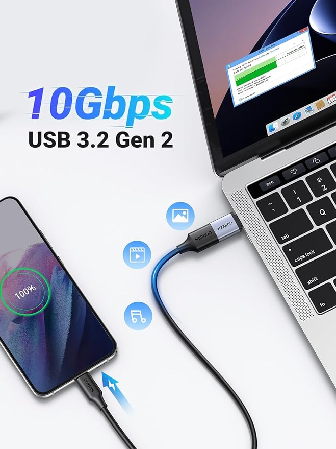 UGREEN USB to USB C Adapter 10Gbps,2 Pack USB C to A Adapter Compatible with iPhone 16 15 Pro/Samsung/MacBook Pro/Air/iPad Pro,Thunderbolt 4/3,Space Gray