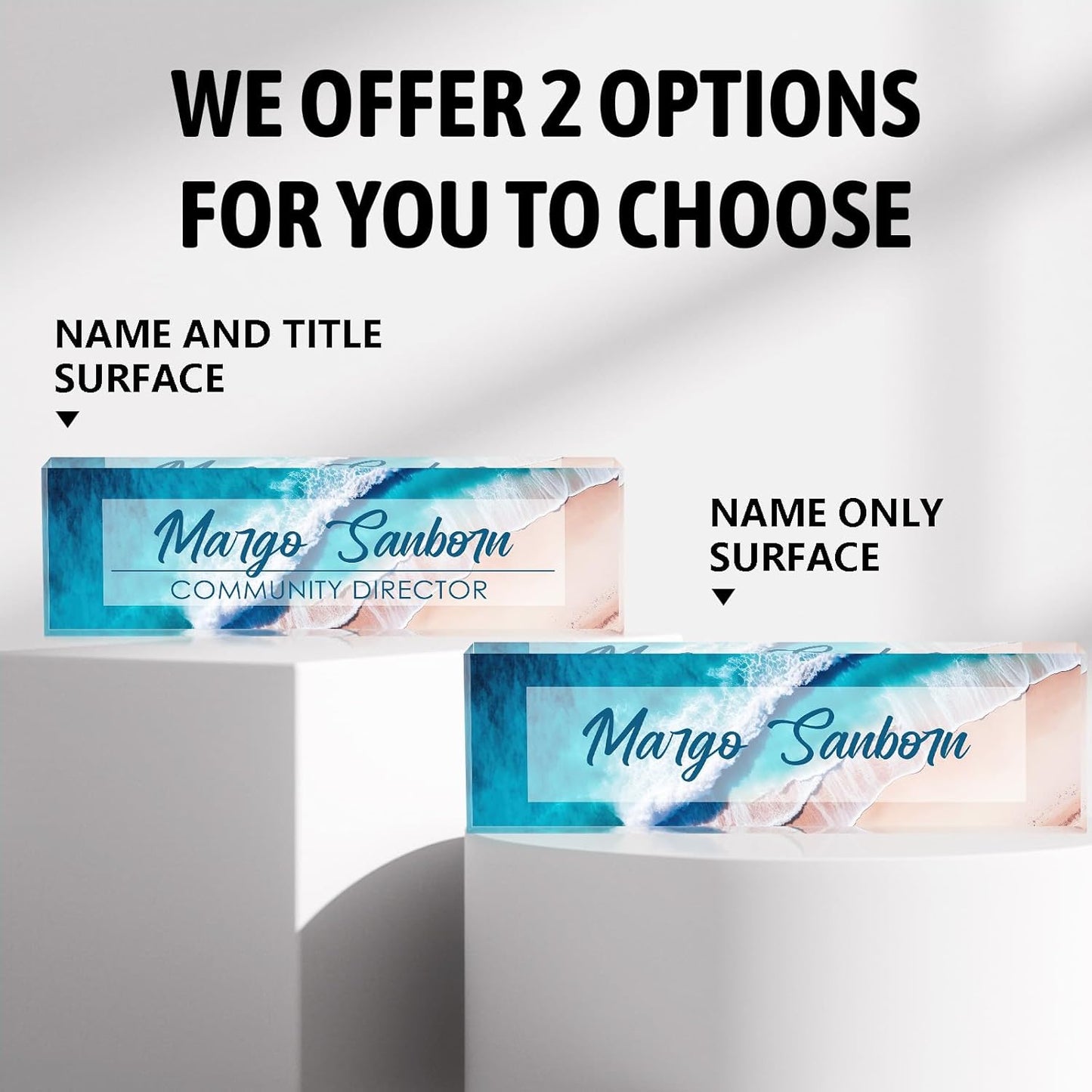 Custom Name Plate for Desk, Desk Name Plate Personalized Office Desk Decor for Women and Men, Employee Appreciation Gifts Office Gifts for Boss, Manager, Teacher, Nurse (Beach Walk)