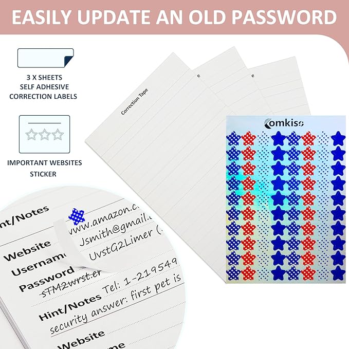 Password Book with Individual Alphabetical Tabs Laminated, Large Print Password Keeper Book for Seniors, A5 Hardcover Internet Password Log Book to Record Website Login Details - Rose Gold