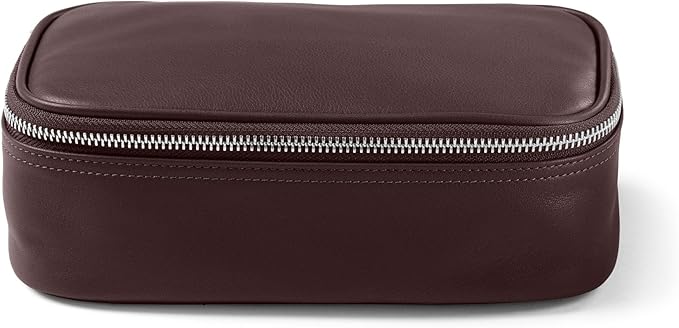 Leatherology Brown Medium Travel Organizer - Zipped mesh storage pocket, elastic loops for organization, metal zipper with leather pull