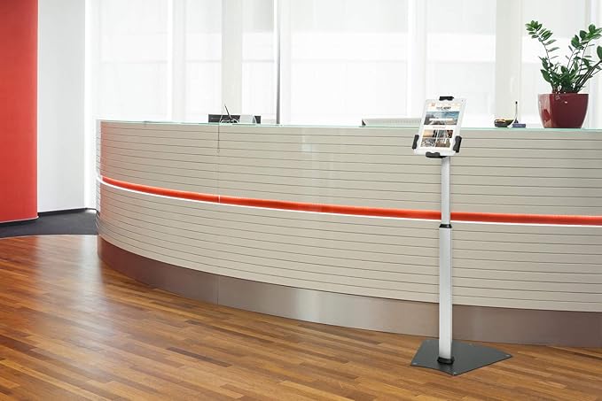 Mount-It! Anti-Theft Universal Tablet Floor Stand Kiosk – Height Adjustable Kiosk Floor Stand - Locking Tablet Mount Stand for iPad, Galaxy, Surface Go & Other 7.9"- 10.9" Tablets