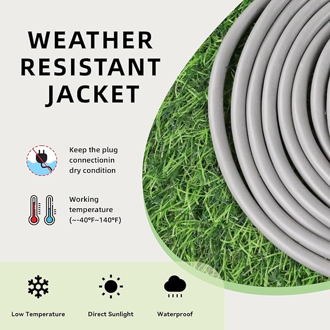 EP 40 Ft Outdoor Extension Cord, 12/3 SJTW Heavy Duty Extension Cable with 3 Prong Grounded Plug, 15 AMP Power Cord for Lawn, Garden, Appliances, Gray