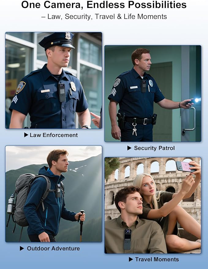SPIKECAM Computer-Free Body Cameras with Audio and Video Recording, 6 Hrs 1080P Personal Small Bodycam with Photo, Night Vision, SOS Sound, Wearable Body Cam for Security, Running, Biking