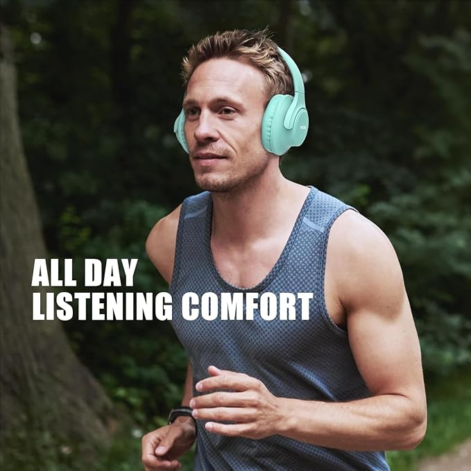 KVIDIO Bluetooth Headphones Over Ear, 65 Hours Playtime Wireless Headphones with Microphone, Foldable Lightweight Headset with Deep Bass, HiFi Stereo Sound Low Latency for Travel Work Cellphone