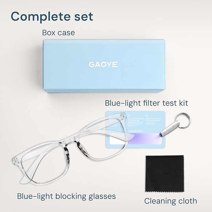 Gaoye Blue Light Glasses for Computer & Gaming - Anti UV Ray Lenses, Scratch-Resistant & Comfort Fit