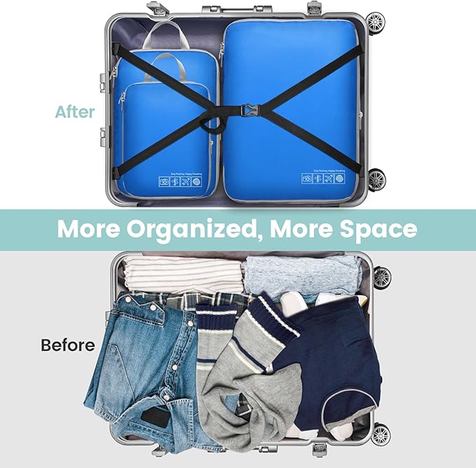 Cambond Compression Packing Cubes for Travel Women - Travel Bags Luggage Organizers Travel Essentials Compression Cubes for Travel Carry on Suitcases Organizer