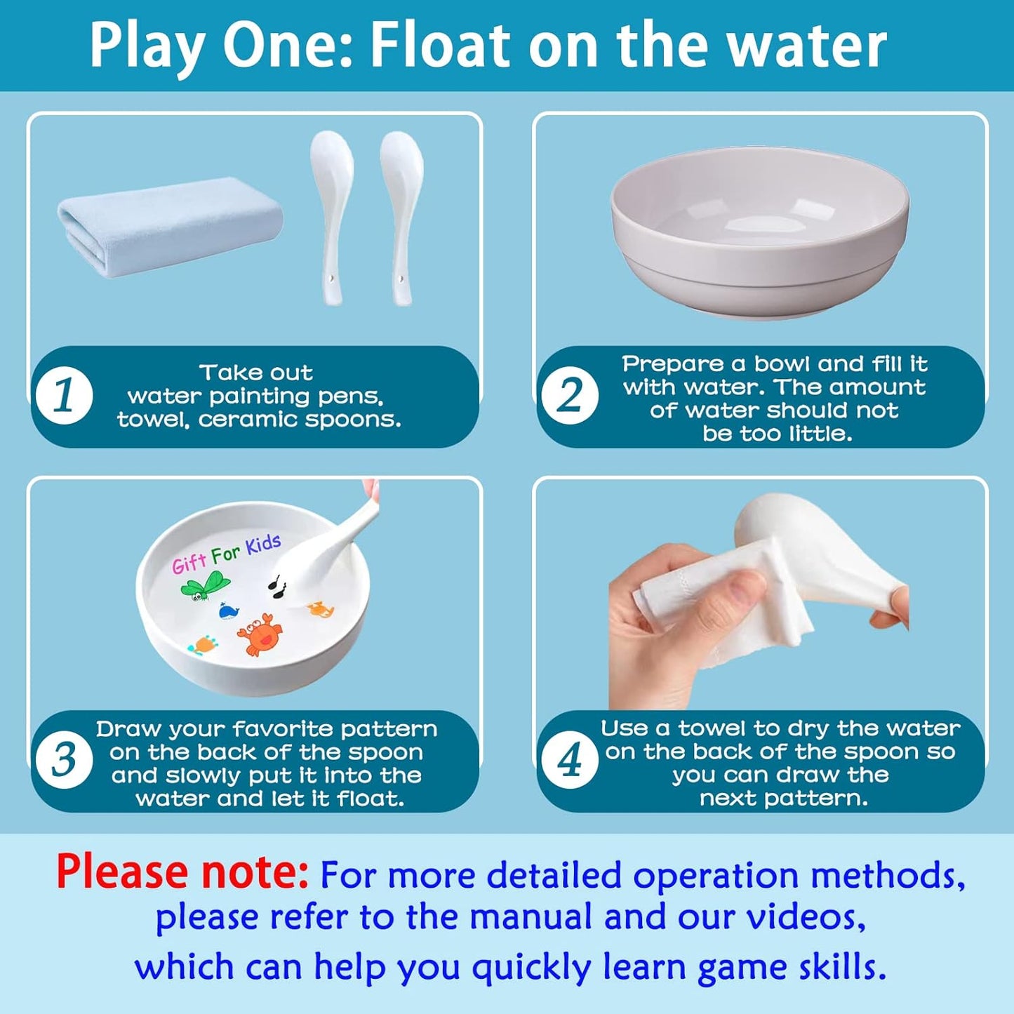 IRWPITW Magic Drawing Pen Bundle, 8 Colors Magical Water Painting Pens for Kids, Kiddies Create Magic Pen Floating Ink Drawings Set with Spoons and Towel, Tattoo Water Marker Gifts for Boys and Girls