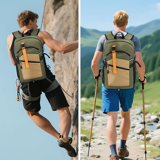 20L Lightweight Hiking Backpack for Men & Women – Small Travel Daypack with Phone Pocket – Durable & Compact for Hiking,Traveling,Camping,and Outdoor Adventure,Green