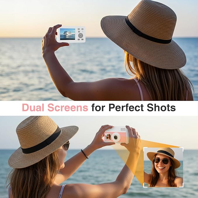 Digital Camera, 4K Autofocus Compact Camera with 32G SD Card FHD 64MP with 2.8" Large Screen, 18X Digital Zoom, Portable Mini Camera for Photography, Suitable for Kids,Adult,Beginners