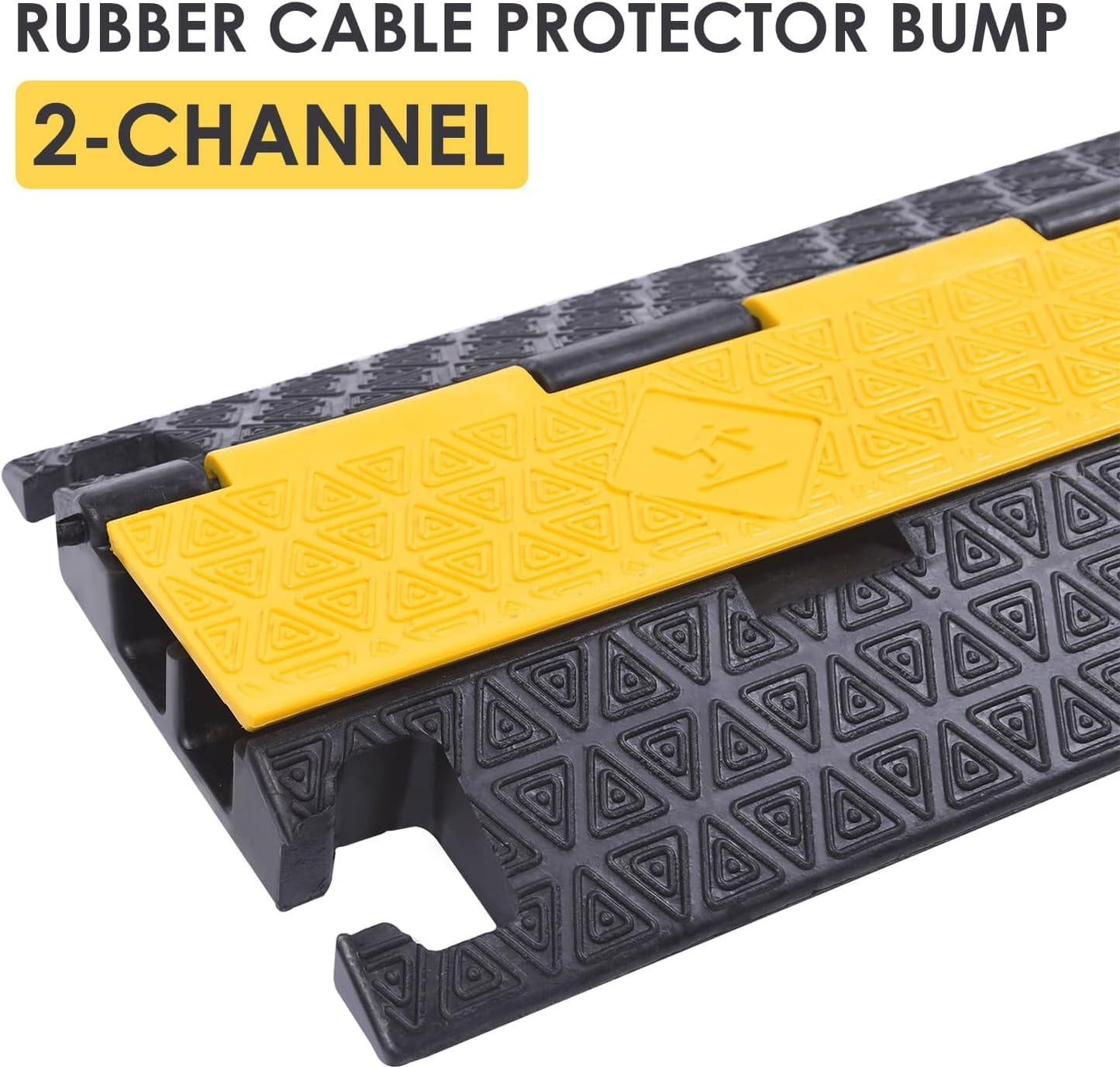 Heavy-Duty Rubber Cable Protector Ramp (4-Pack) - 2-Channel Floor Cord Cover for Driveway, Warehouse, Events - 22,000 lbs Load Capacity - Indoor & Outdoor Use - Cable Speed Bump for Hoses, Cables
