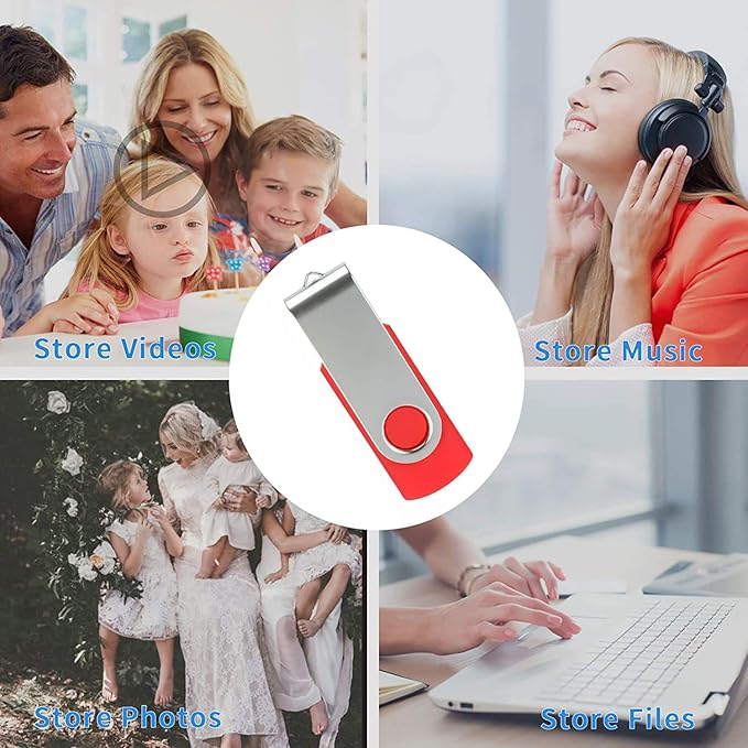 10pcs 4GB USB Flash Drives USB 2.0 Thumb Drive Bulk Pack Swivel Memory Stick 4 GB Fold Storage Jump Drive Zip Drive, 10 Pack Red