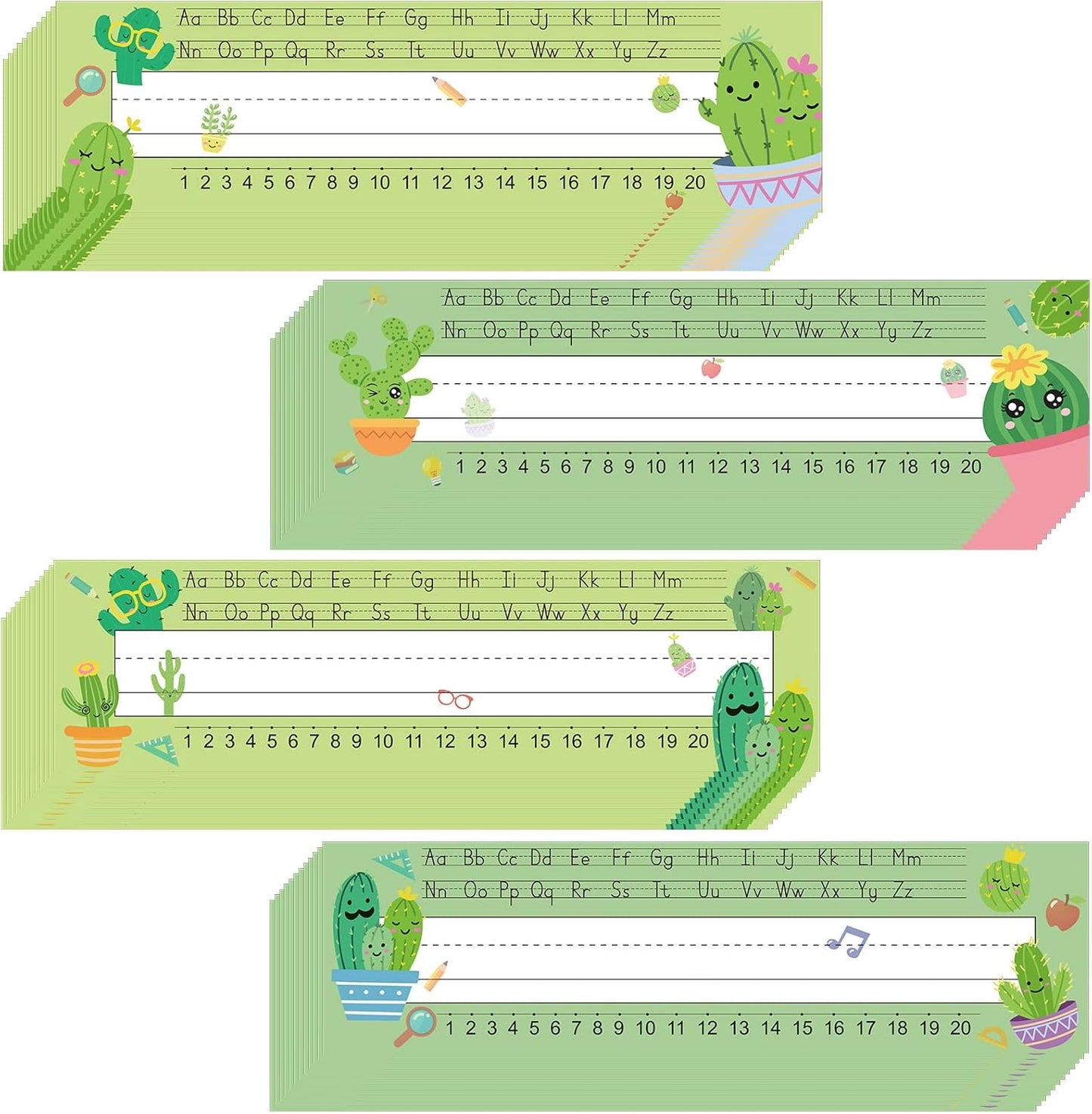 Outus 48 Pcs Cactus Name Tags Label Cactus Cutouts Nameplate for Classroom School Name Tags for Desk Decor for Kids Preschool Bulletin Board(Cactus)