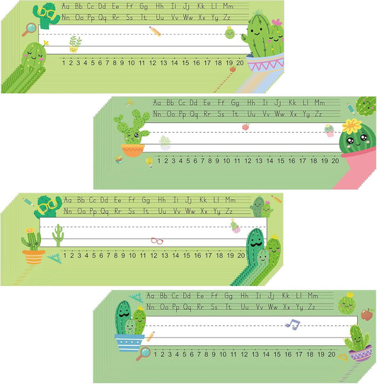 Outus 48 Pcs Cactus Name Tags Label Cactus Cutouts Nameplate for Classroom School Name Tags for Desk Decor for Kids Preschool Bulletin Board(Cactus)