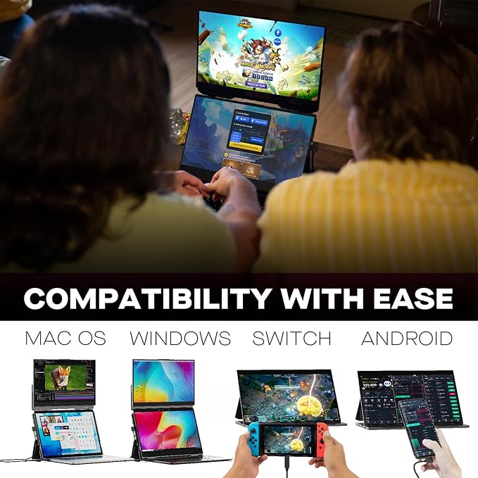 New Mobile Pixels Duex Float Portable Monitor, 15.6" Full HD IPS Dual Monitor for Laptops, USB C/HDMI Plug and Play Portable Screen,Windows/Mac/Android/Switch Compatible