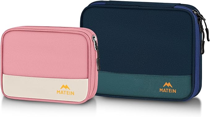 MATEIN Travel Cable Organizer Pouch, Scratch Resistant Portable Charger Case for Electronic Accessories, Travel Tech Bag for Cable, Guitar Picks, Cord Organizer Bag for Work & Office, 2 Pack