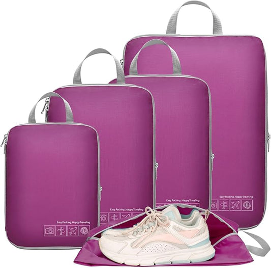 Cambond Compression Packing Cubes for Travel Women - Travel Bags Luggage Organizers Travel Essentials Compression Cubes for Travel Carry on Suitcases Organizer