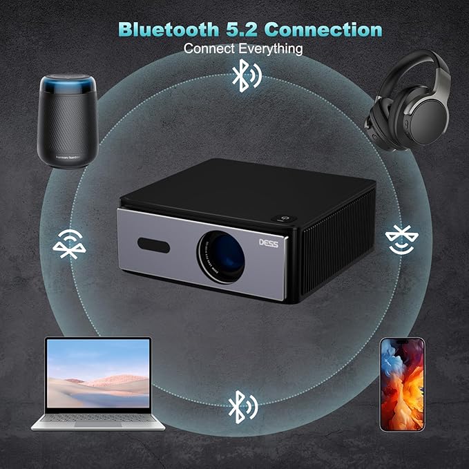 [Built-in Electric Bracket] Smart projector,Outdoor Projector With Wifi And Bluetooth,Full HD 1080P Native，Portable Porjector With Auto Focus&Keystone ,Movie Projector For Indoor&Outdoor Dess C4 Pro